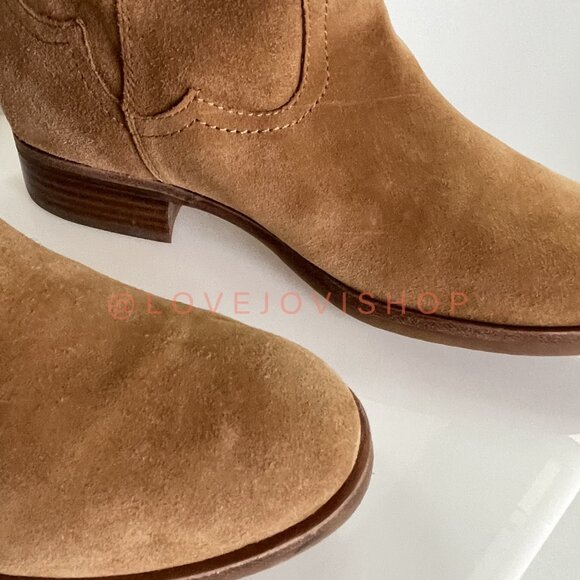 Bohemian | Sam Edelman Over-the-Knee Fringe Boots | Camel Tan Suede Western Tall - Picture 13 of 15